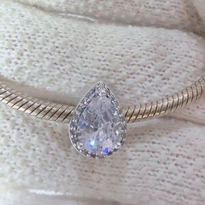 Radiant Teardrop Charm S925 Sterling Silver Charm For Pandora Bracelet